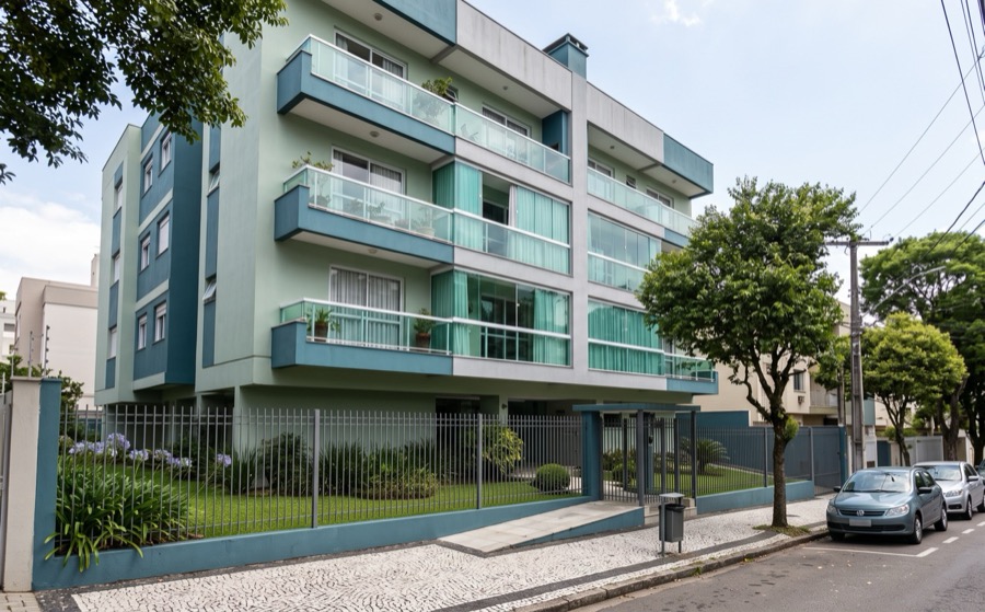 Fachada de prédio residencial vista da calçada